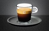 Espresso Glass Cup & Black Saucer x 2