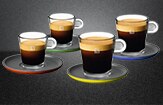 Espresso Lungo Glass Cups & Color Saucers
