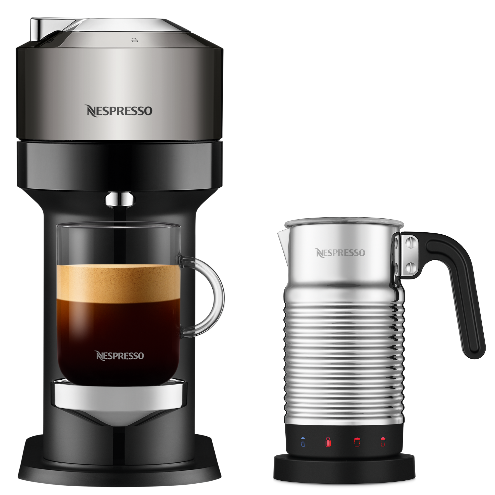 Nespresso Vertuo Next Deluxe Dark Chrome & Aeroccino4 Vertuo Kaffeemaschine