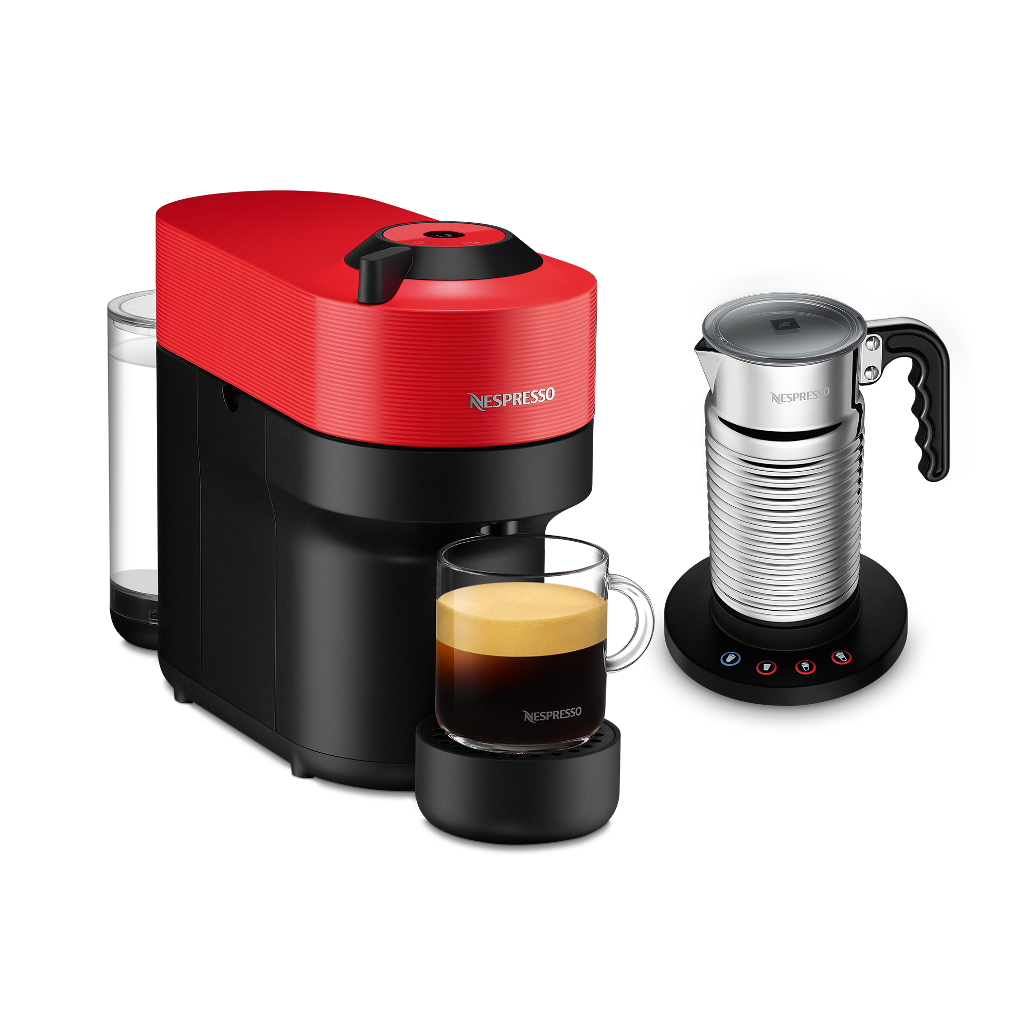 Nespresso Vertuo Pop Spicy Red & Aeroccino4 Vertuo Kaffeemaschine