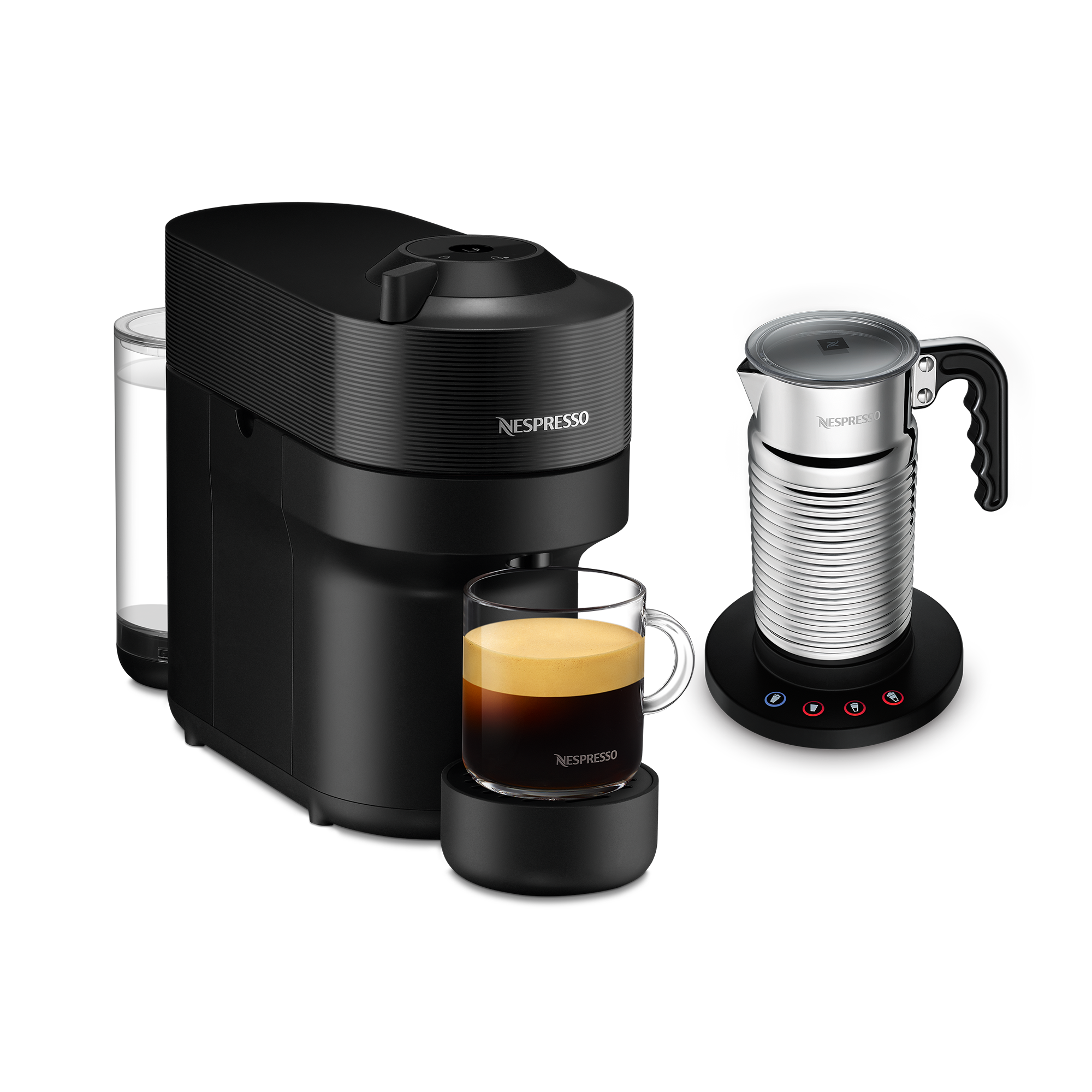Nespresso VERTUO Pop Liquorice Black & Aeroccino4 Vertuo Kaffeemaschine