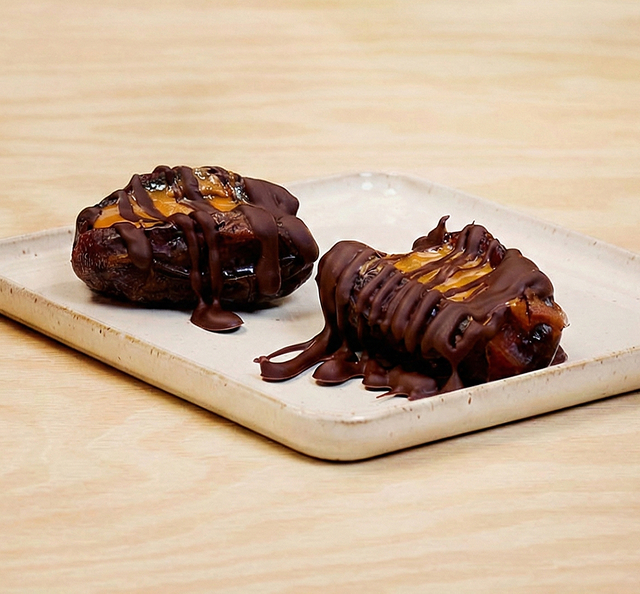 Desayuno dulce con chocolate derretido