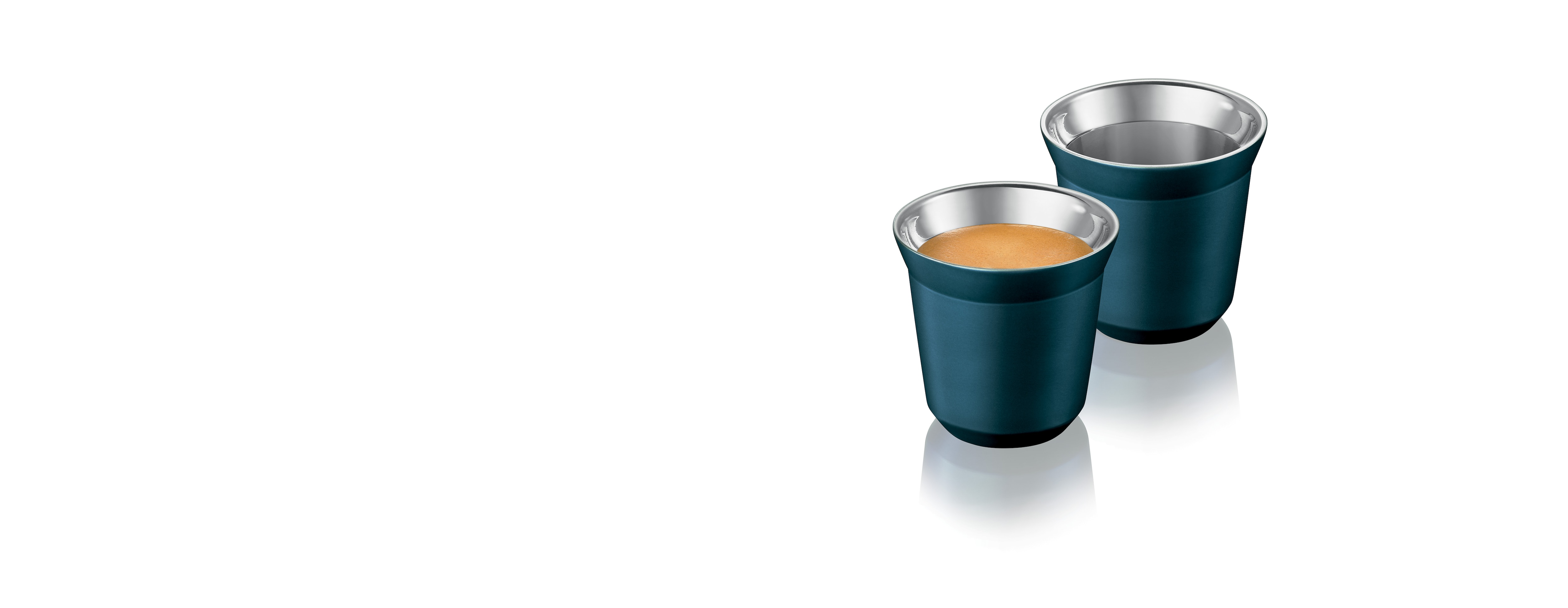 Nespresso Pixie Espresso Dharkan 2 Cups made of metal blue-green 