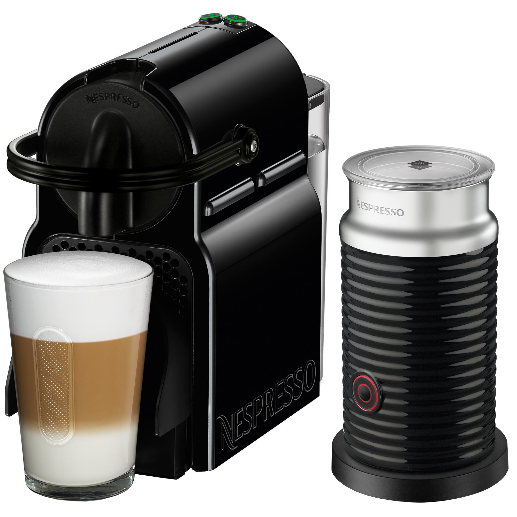 Black Nespresso Inissia Espresso Machine by DeLonghi with Aeroccino 