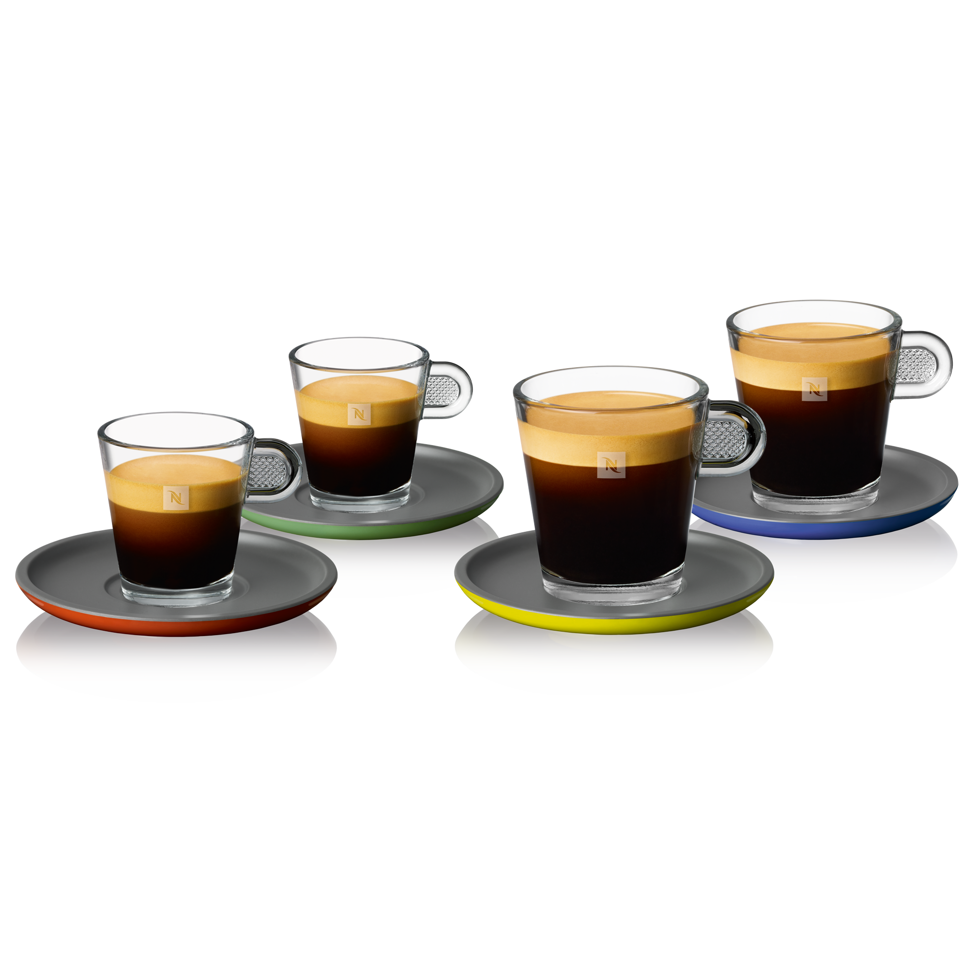 Nespresso Set of 2 View Collection Lungo Glass Cups & Saucers New In Box  NIB