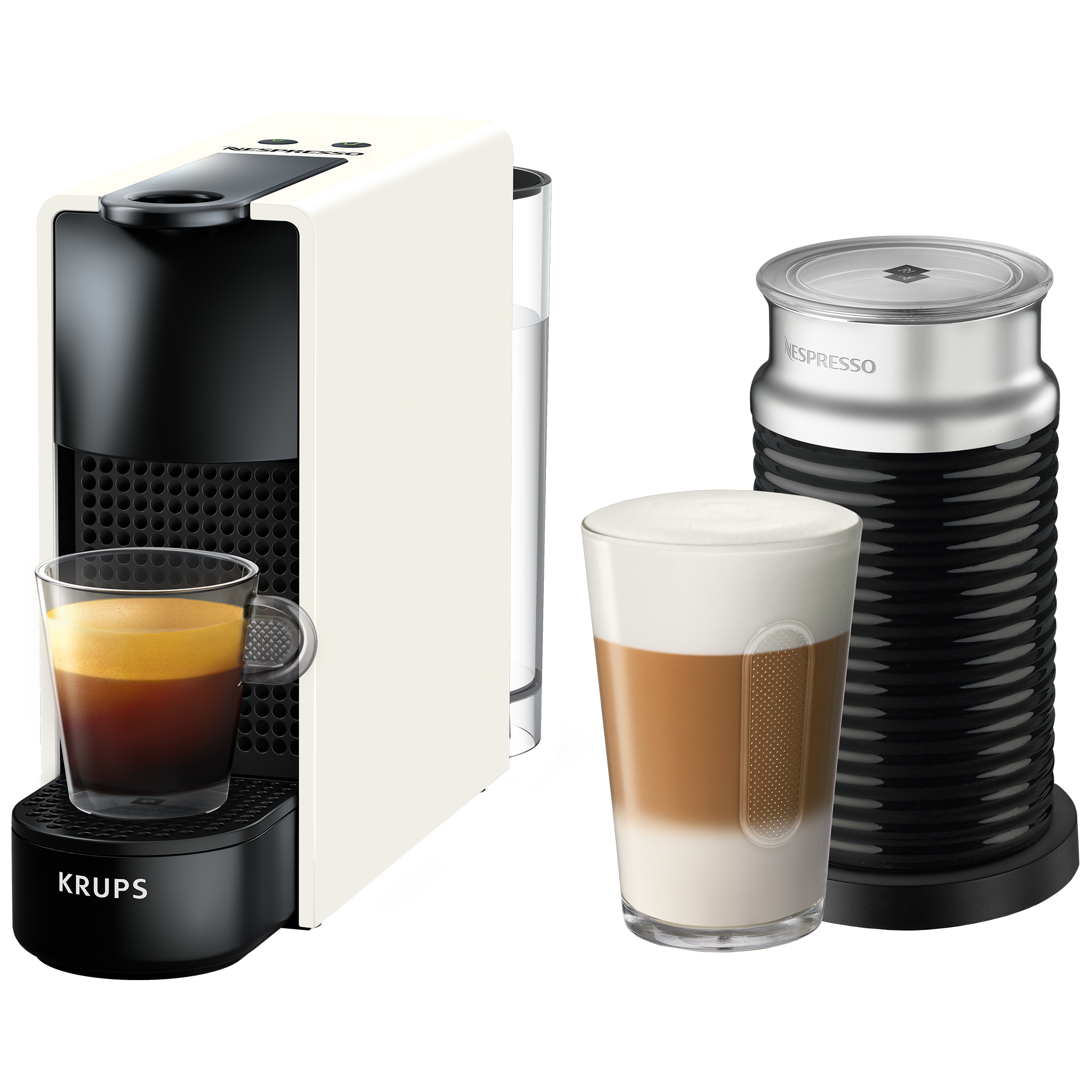 Кофемашина Nespresso Krups Essenza Mini белая с Aeroccino 3