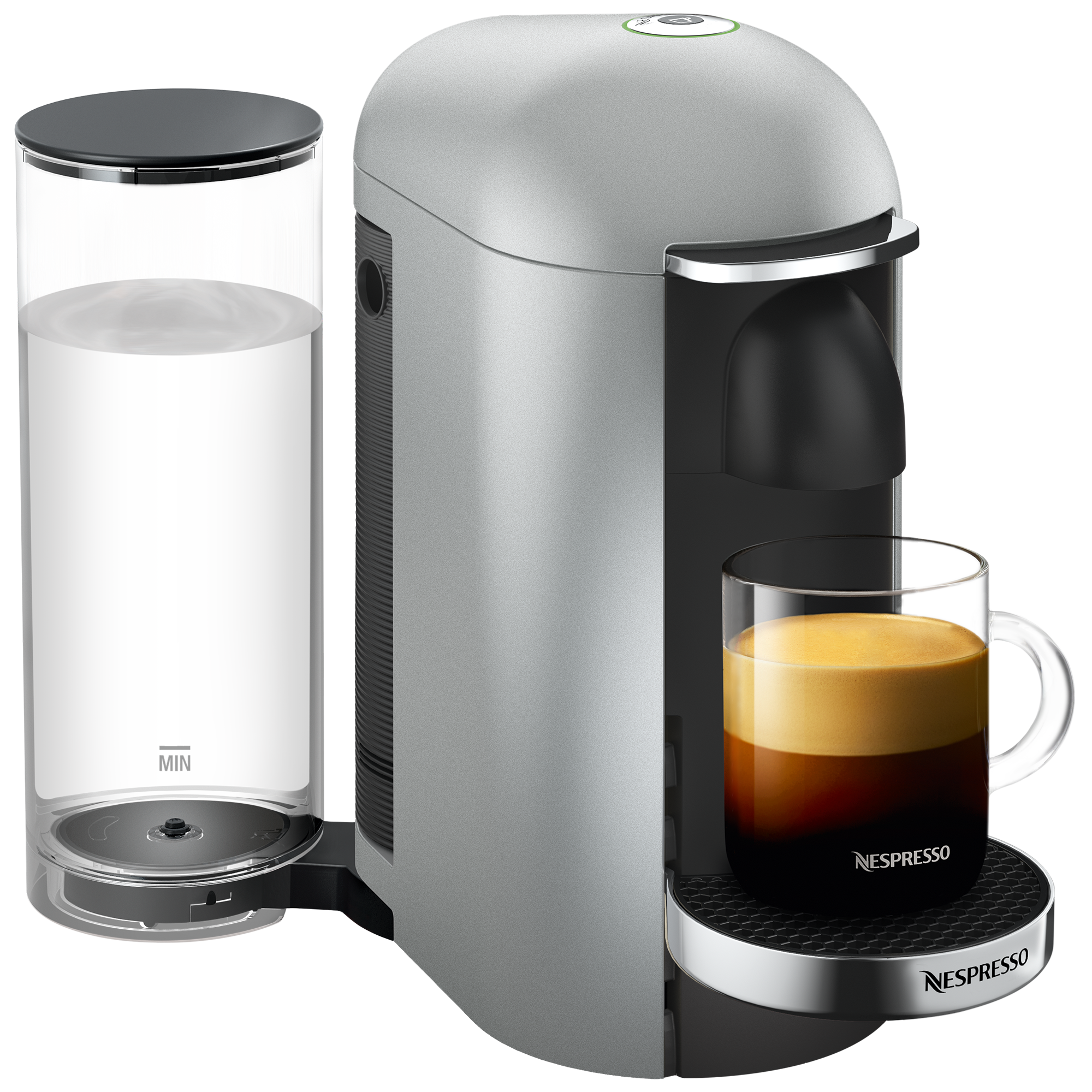 Cafetière à dosette ou capsule Krups Nespresso Vertuo Plus Titane 1,8L  Finitions chromées Krups YY2778FD - VERTUO PLUS TITANE