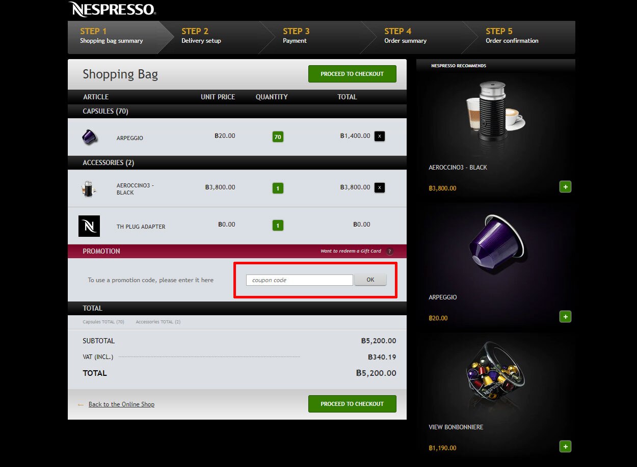 How to Use Promotion Code Nespresso™ Thailand
