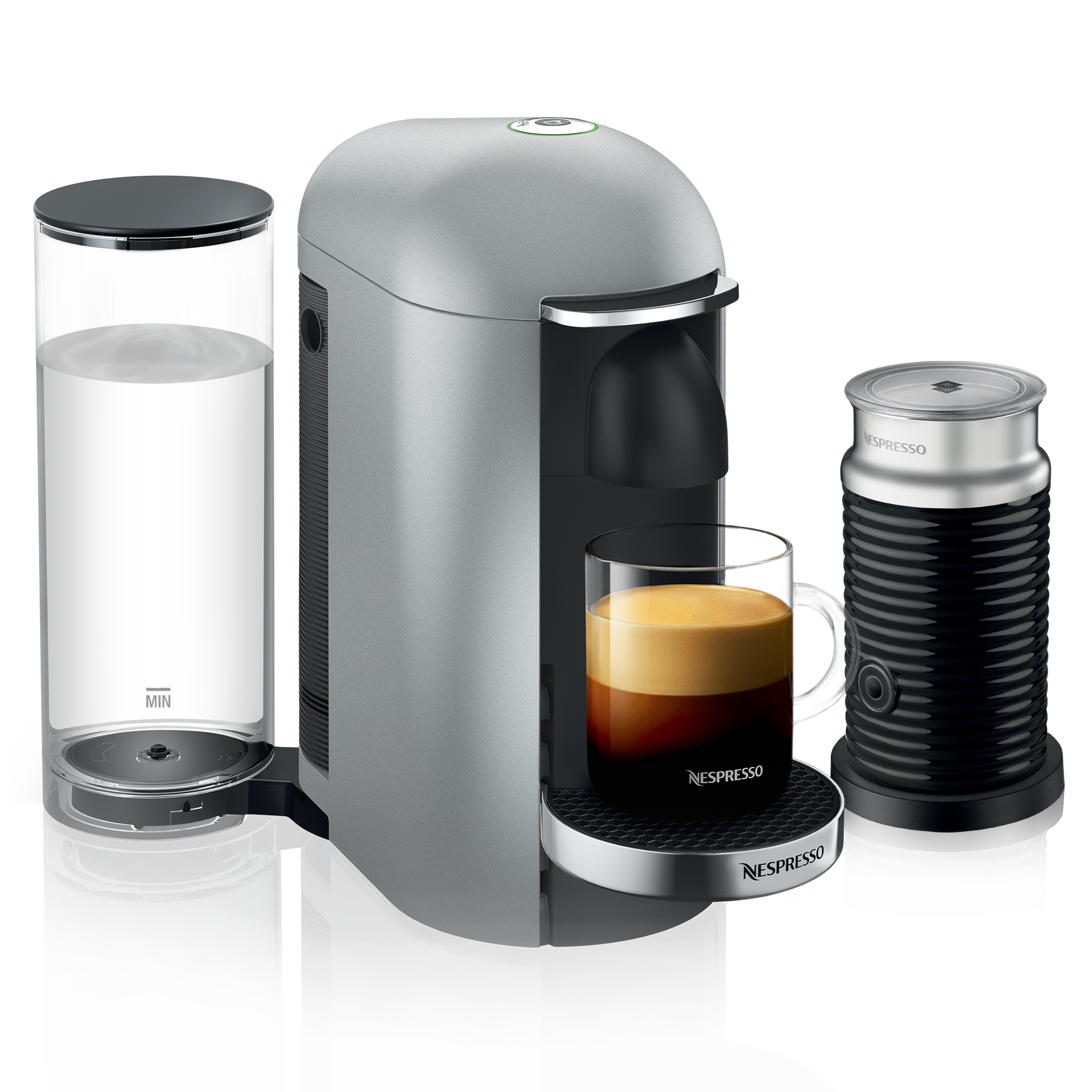 Nespresso - Vertuo Next Deluxe Dark Chrome & Aeroccino3 Milk Frother - Color : Grey