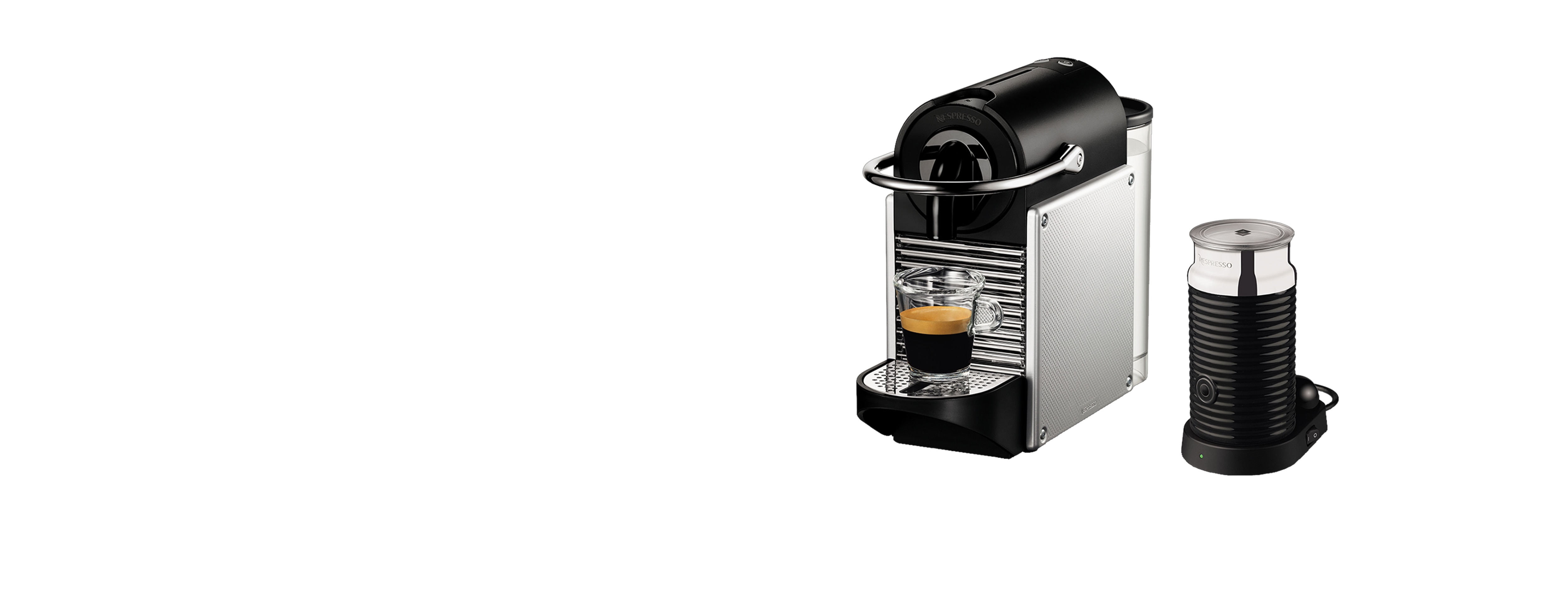 Nespresso Pixie Coffee Machine with Aeroccino by Magimix, Steel