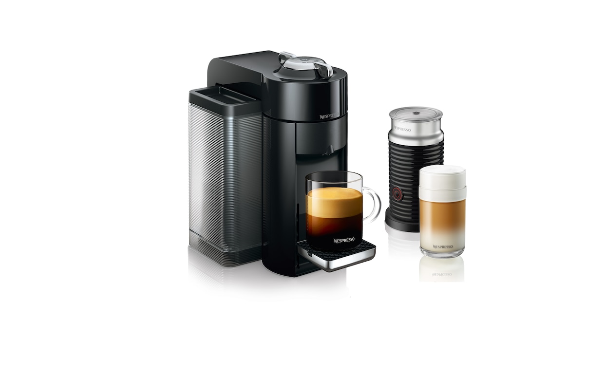Evoluo Piano Black Milk Frother Bundle Vertuo Coffee Machine