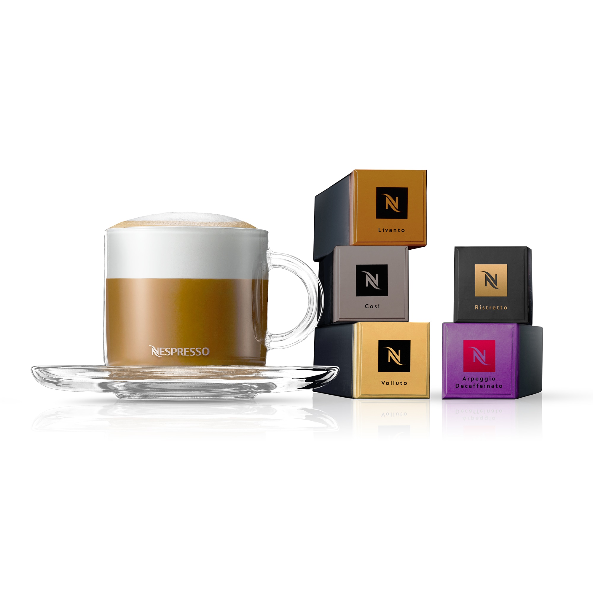 Nespresso Vertuo Clear Glass Vertuo Espresso Coffee Cups & Saucers Set Of 2