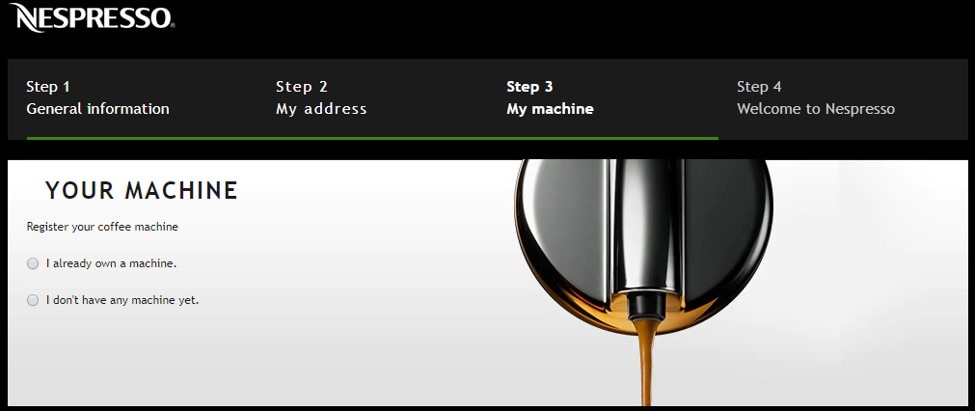 Nespresso machine on sale registration