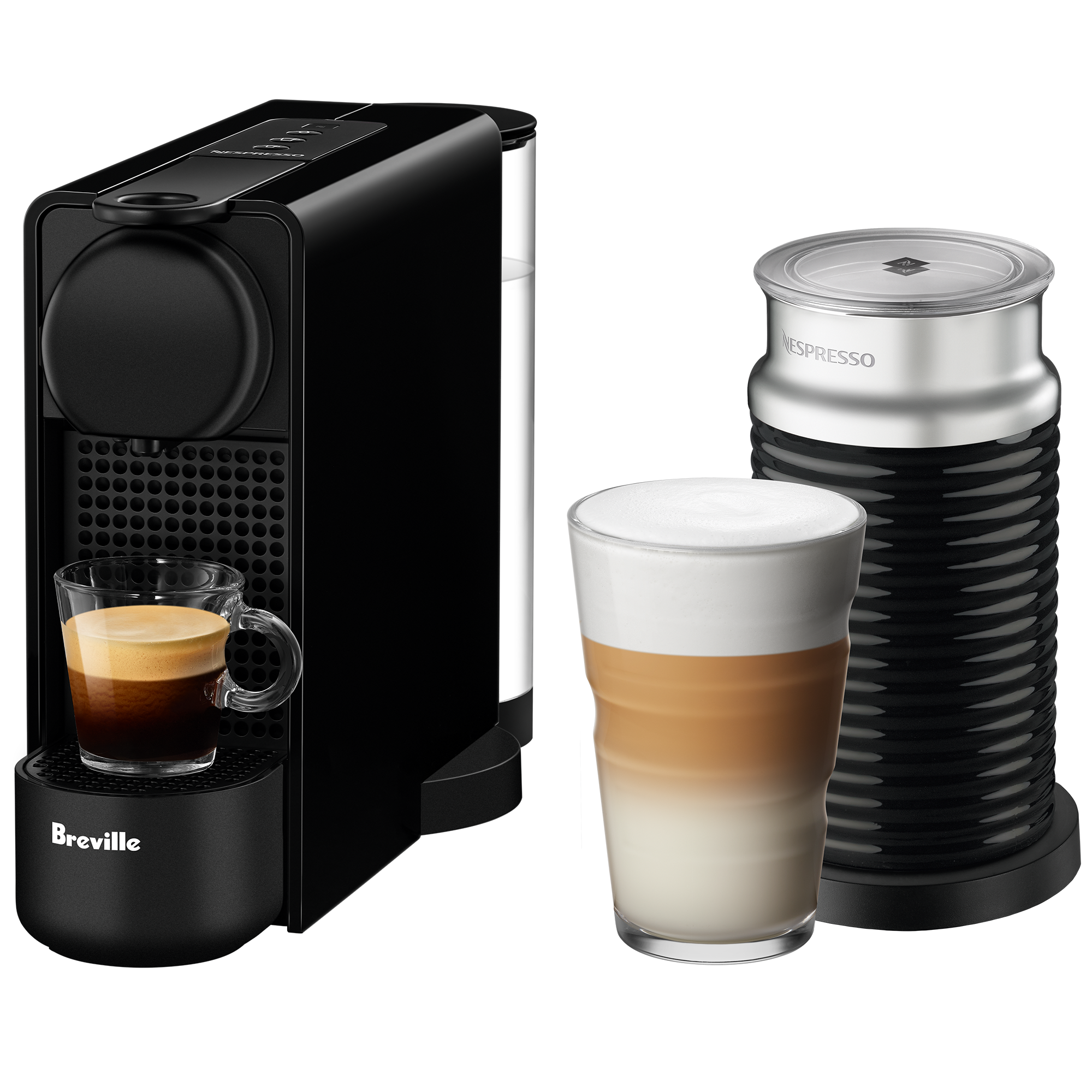 Essenza Plus coffee machine and Aeroccino3 Milk Frother