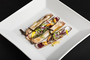 Navajas, codium y curry de Nespresso