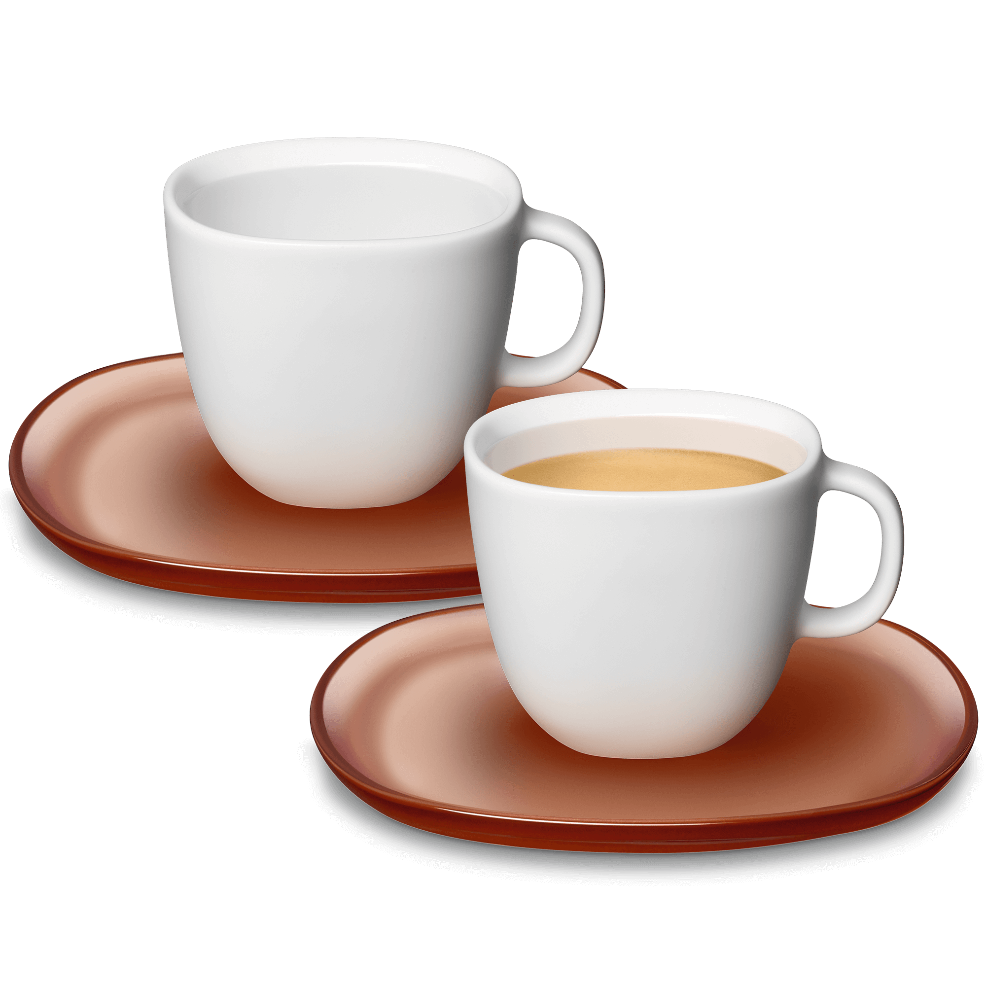 LUME Espresso Tassen (2 x 80 ml) Die Lume Kollektion ist ein zeitgenössischer Klassiker und verleiht der italienischen Eleganz einen modernen Glanz. Set mit 2 Espressotassen (je ca. 80 ml) aus weißem, mattem Porzellan und zwei Untertassen in transluzentem Ockerrot. für 23 EUR