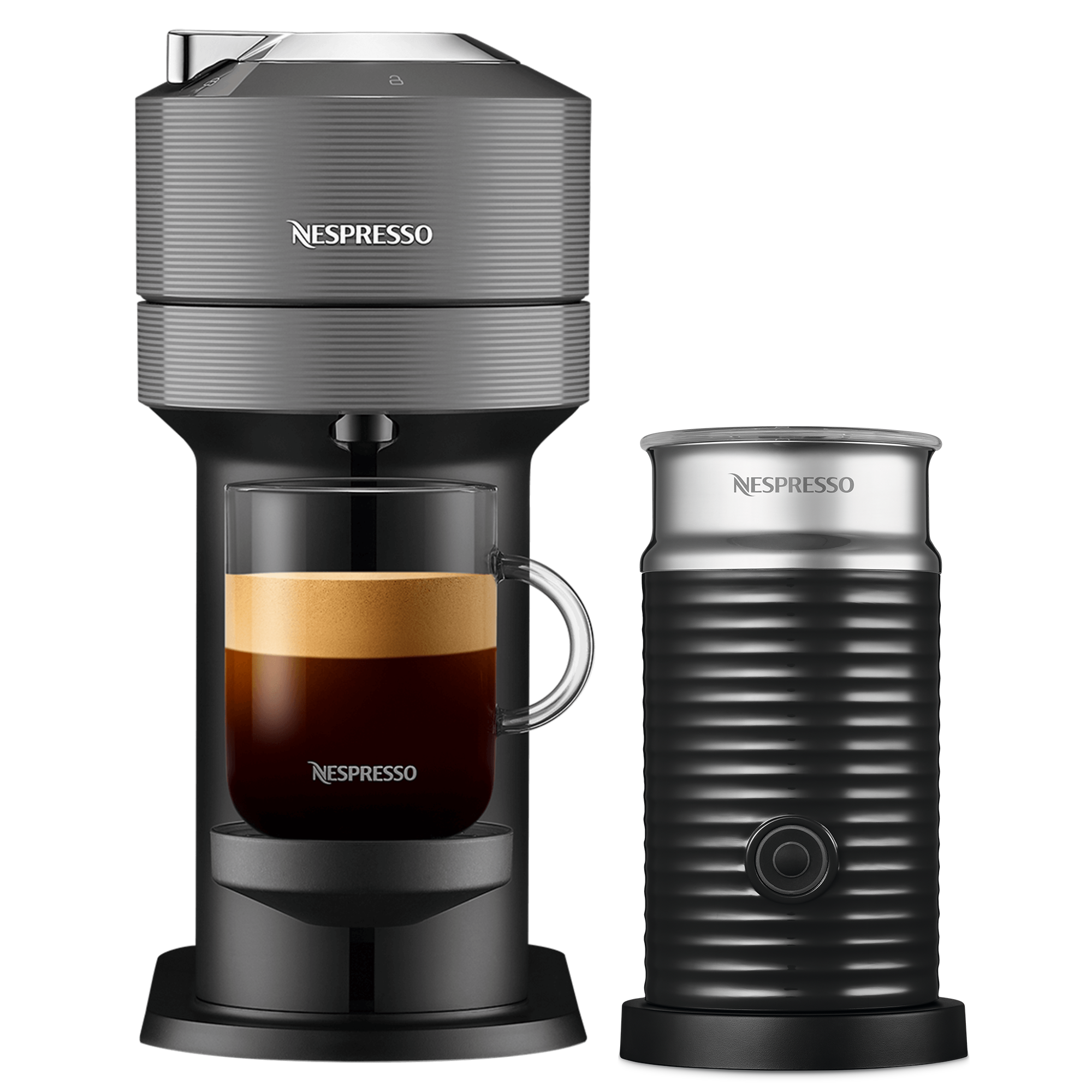 Vertuo Next Dark Grey & Aeroccino 3 schwarz VERTUO Next. Für das große Kaffee-Erlebnis zum Teilen. Entdecken Sie 30 Kaffeekreationen in 6 Tassengrößen für 209 EUR