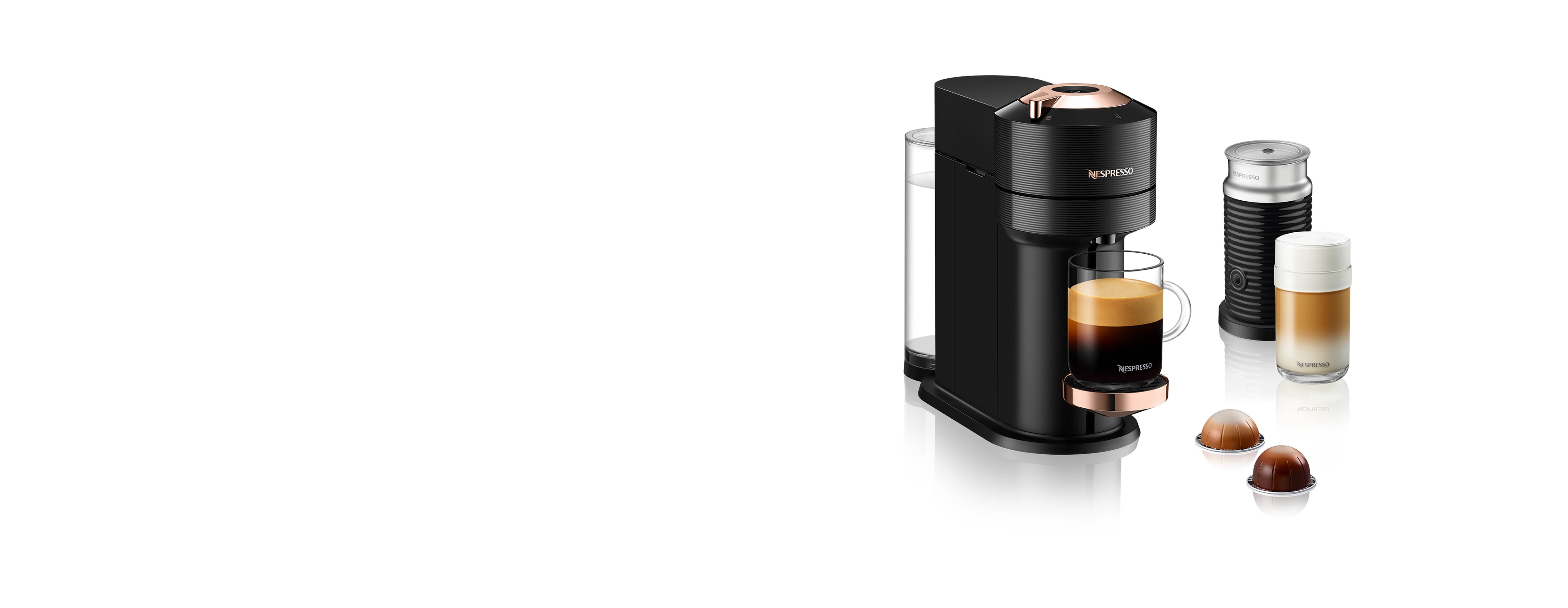 Vertuo Next Premium Black Rose Gold & Milk Frother Bundle, Vertuo Coffee  Machine