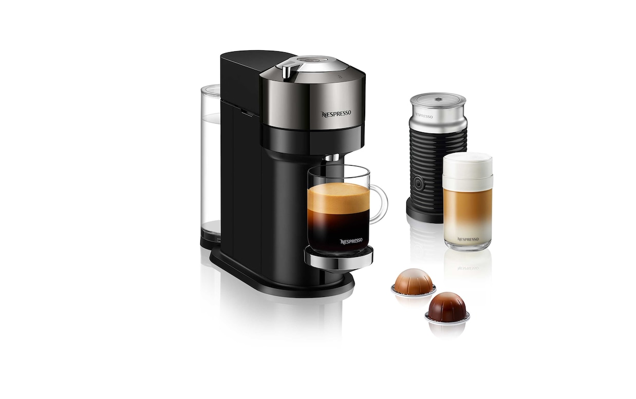 Vertuo Next Deluxe Dark Chrome Coffee Machine & Milk Frother Bundle, Vertuo  Coffee Machine