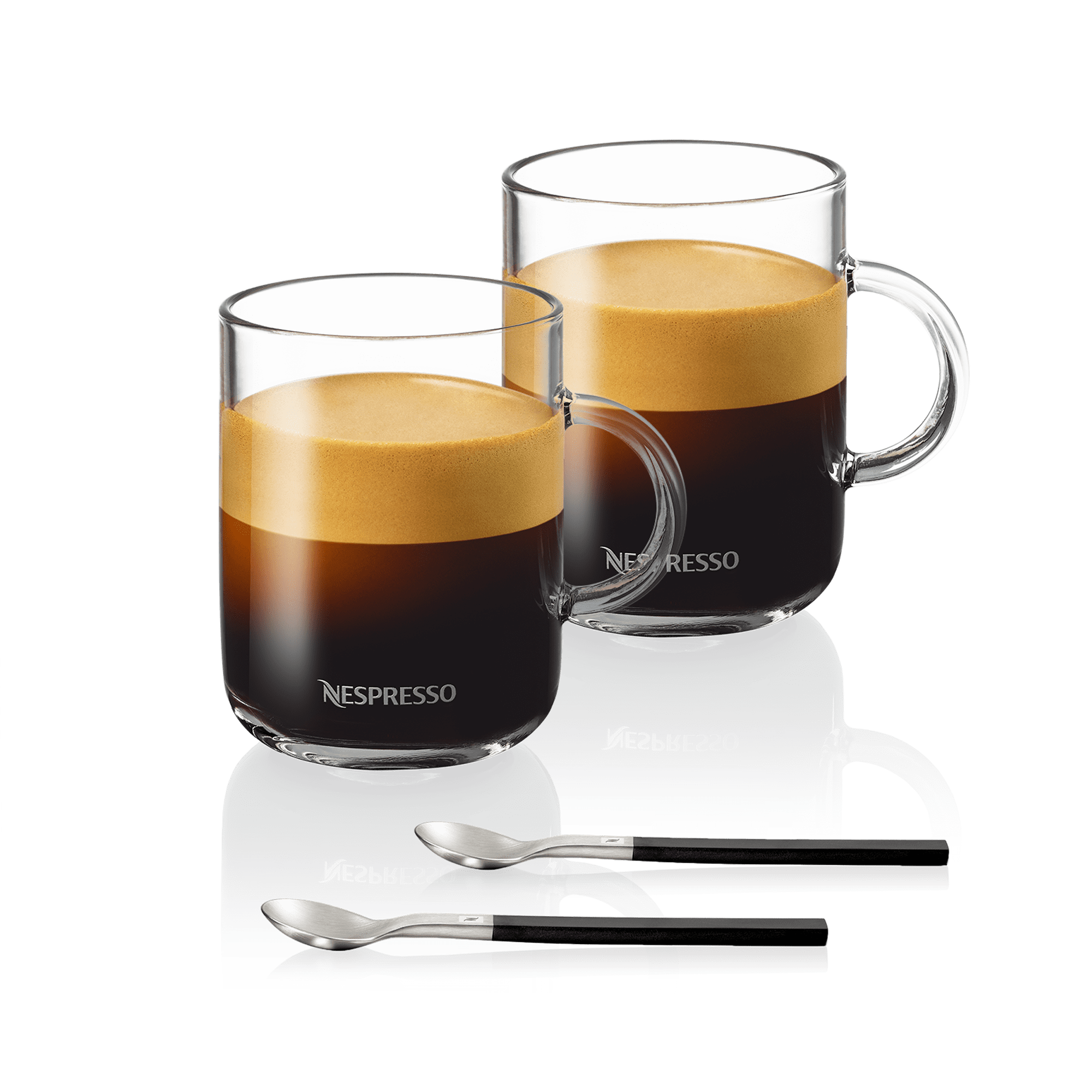 Lot De 2 Tasses à Expresso Nespresso Lume Avec Soucoupes - Porcelaine Blanche Mate, Soucoupe Rouge Ocre