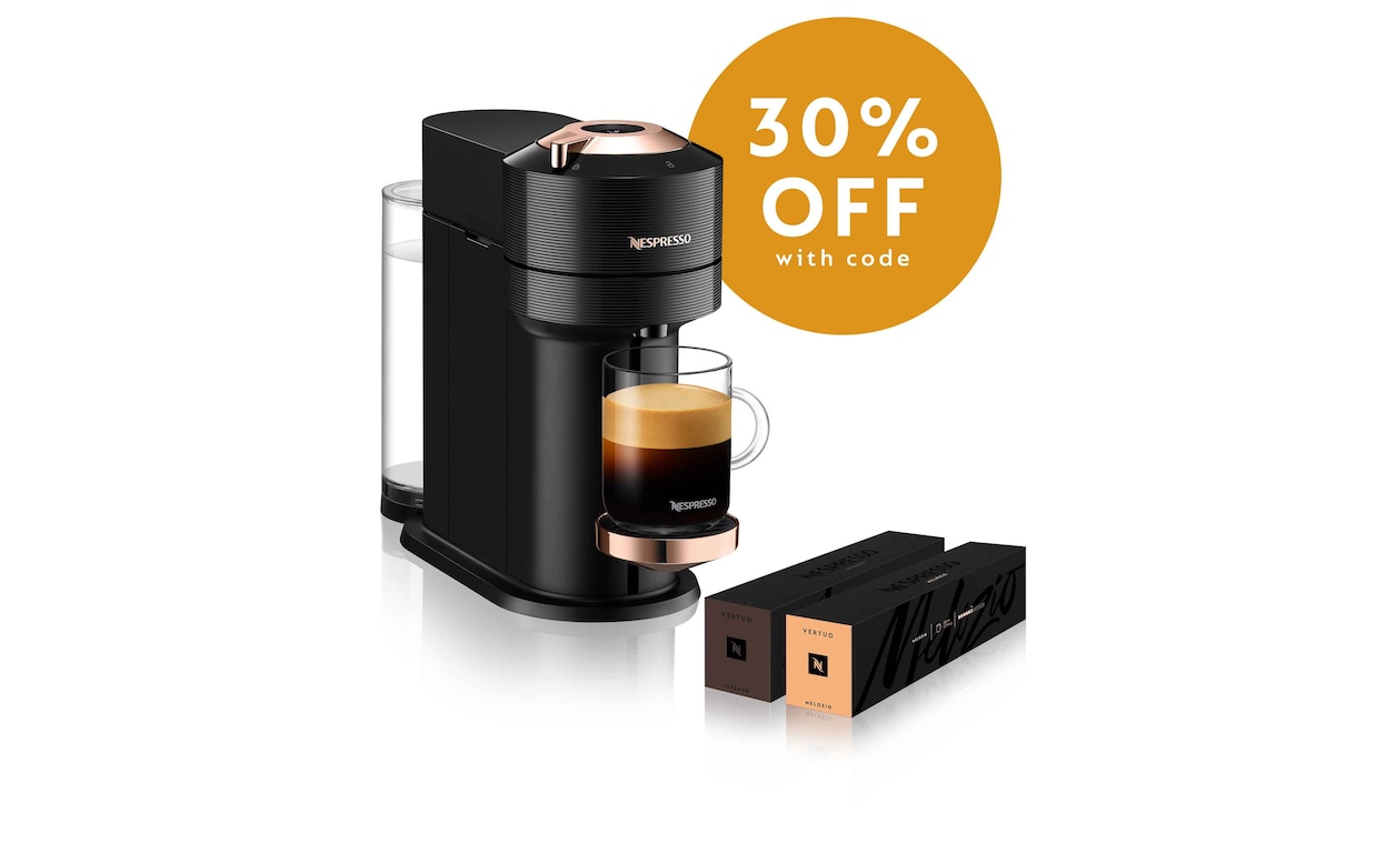 Vertuo Next Premium Black Rose Gold Sleeves Work From Home Bundle