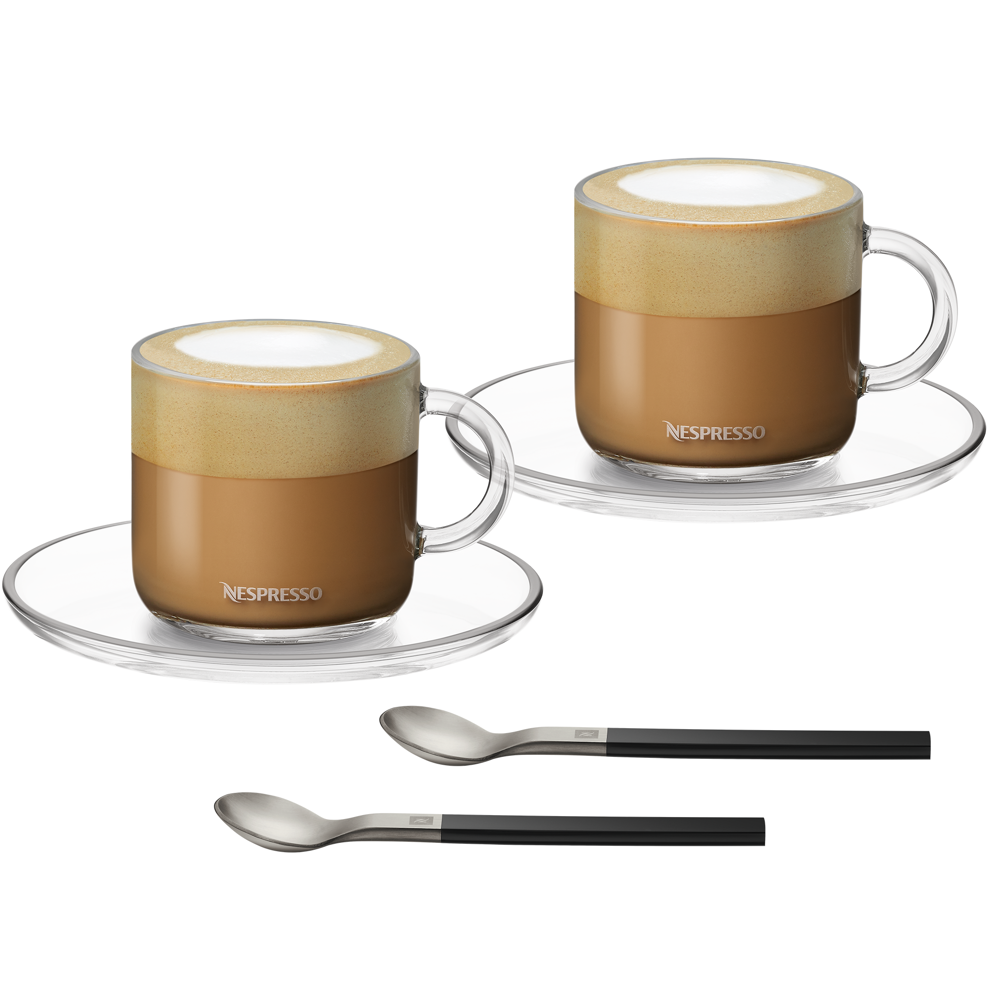 Nespresso Coffee Glass Cup & Saucers Set Espresso Cappuccino Set