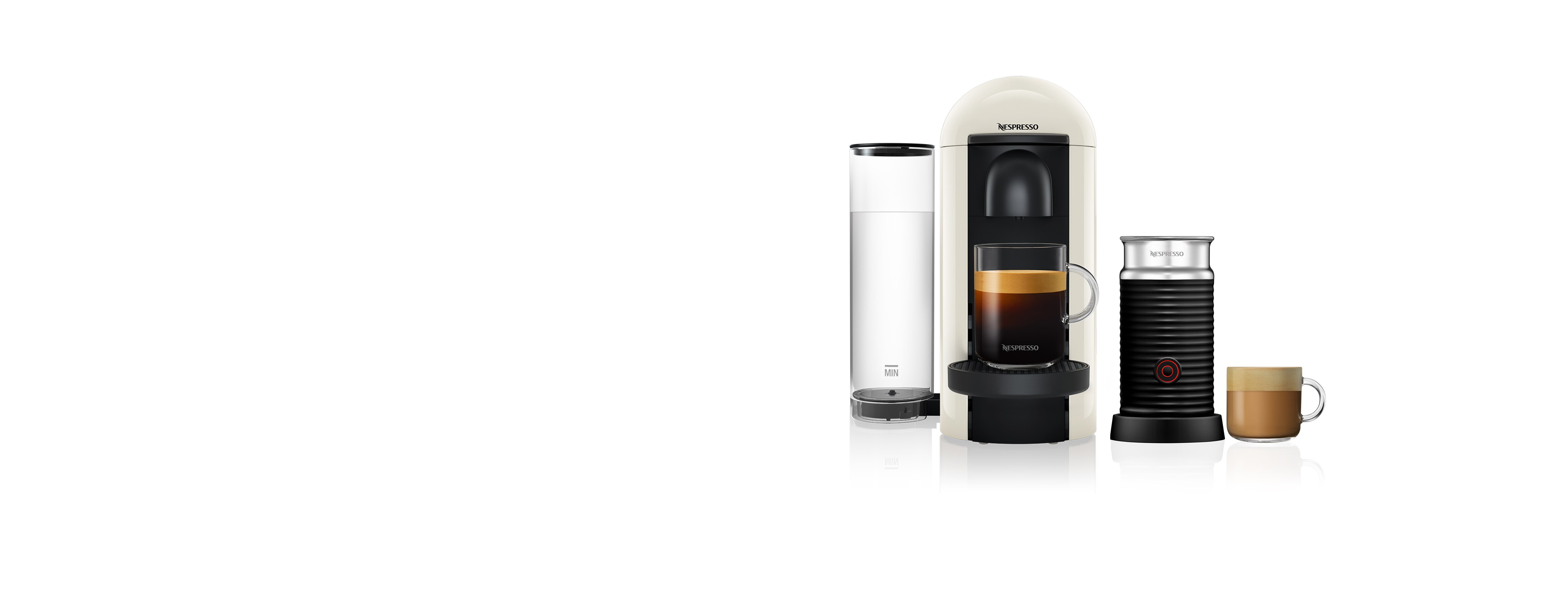 Vertuo Plus White Coffee Machine Aeroccino3 Milk Frother