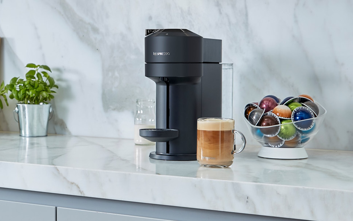 Vertuo Next Coffee Machine in Matte Black and Silver Logo