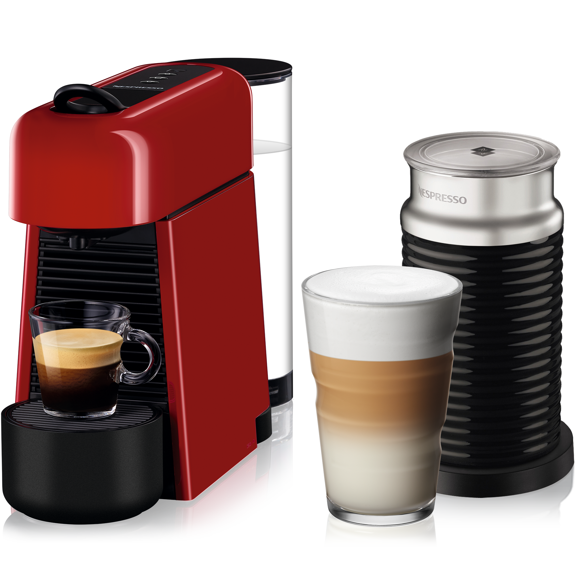 Essenza Plus Red & Aeroccino3 Black - Coffee Machine - Nespresso TW