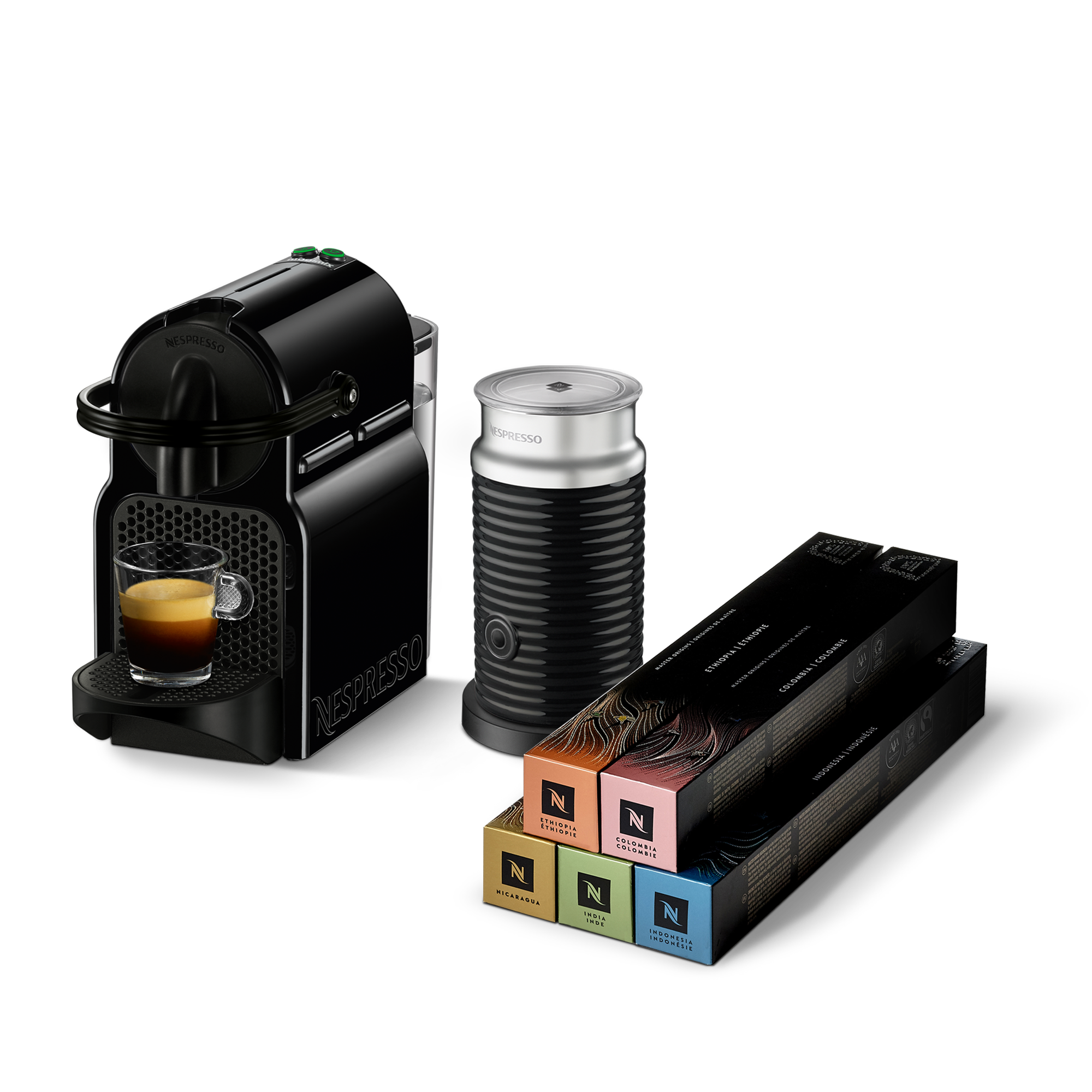 Cafetera Nespresso Inissia Black + Aeroccino 3