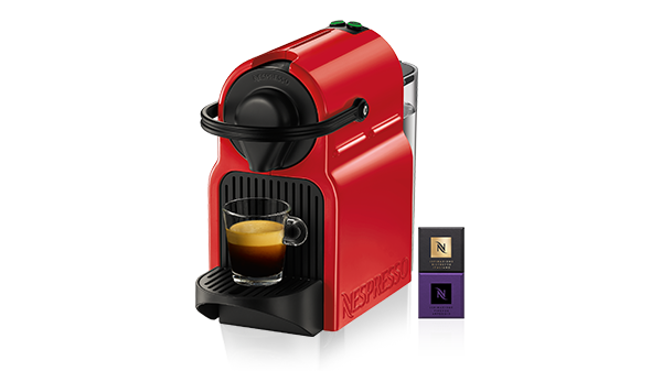 Cafetera eléctrica Inissia Red con 20 cápsulas de café