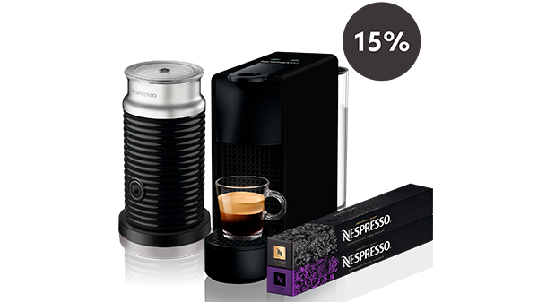 Essenza Mini Black con espumador Made With Care | Cafetera