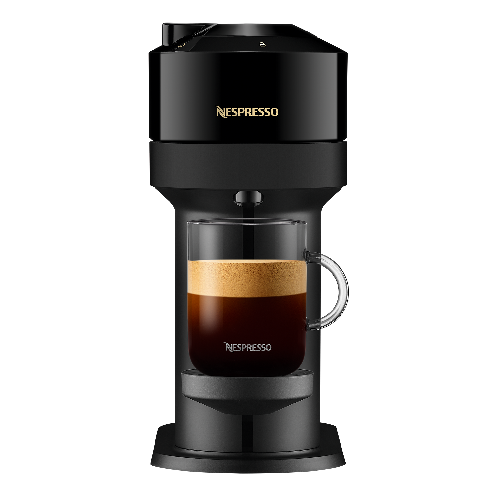 Vertuo Next Solo Glossy Black Gold Logo - Vertuo Coffee Machine