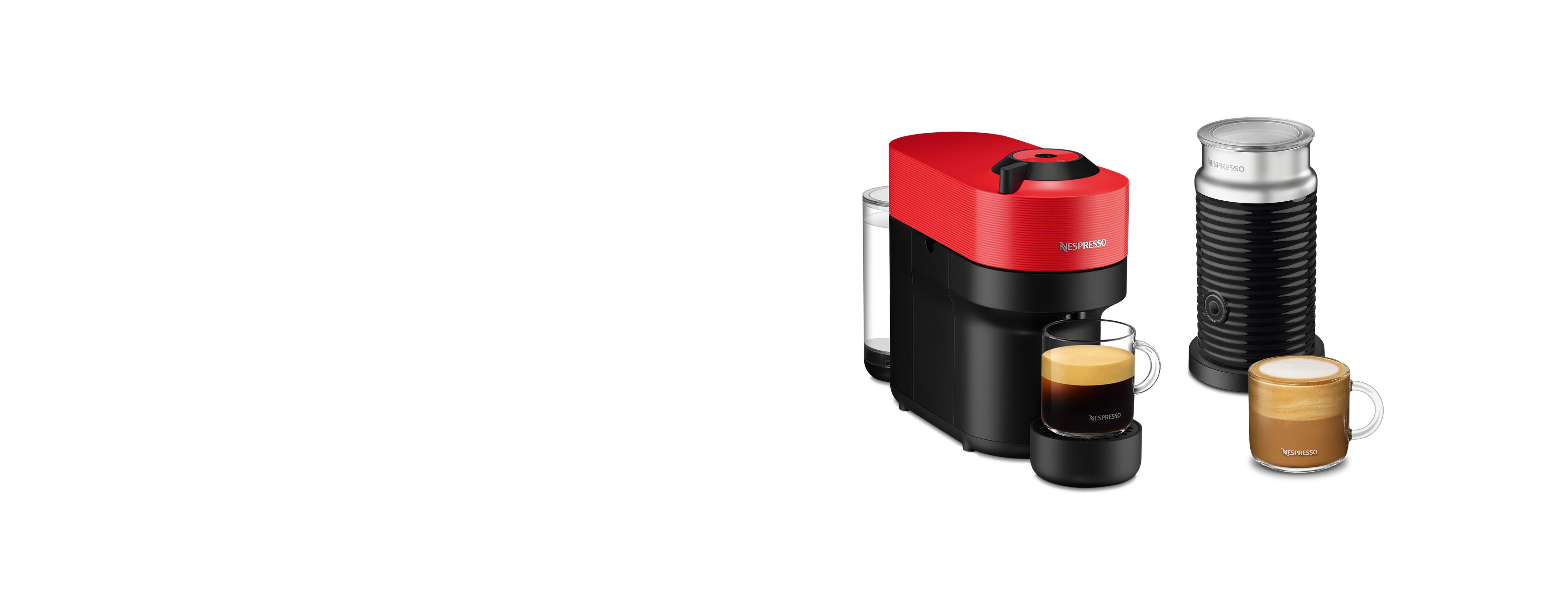 Кофемашина Nespresso Vertuo Pop красная и Aeroccino 3 — фото 2