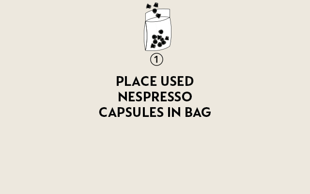 Business recycling bin with coffee capsules and a plant growing in the background, promoting sustainable practices