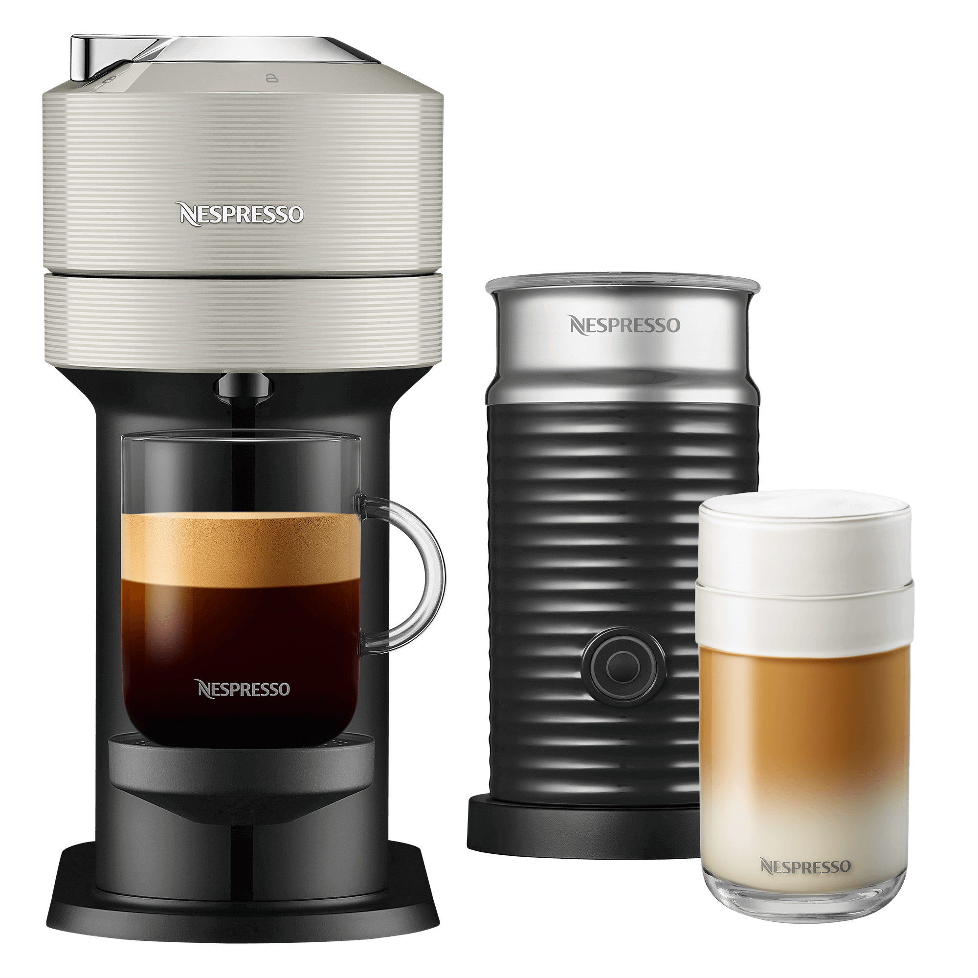 Light Grey Vertuo Next Refurbished & Milk Frother | Nespresso USA