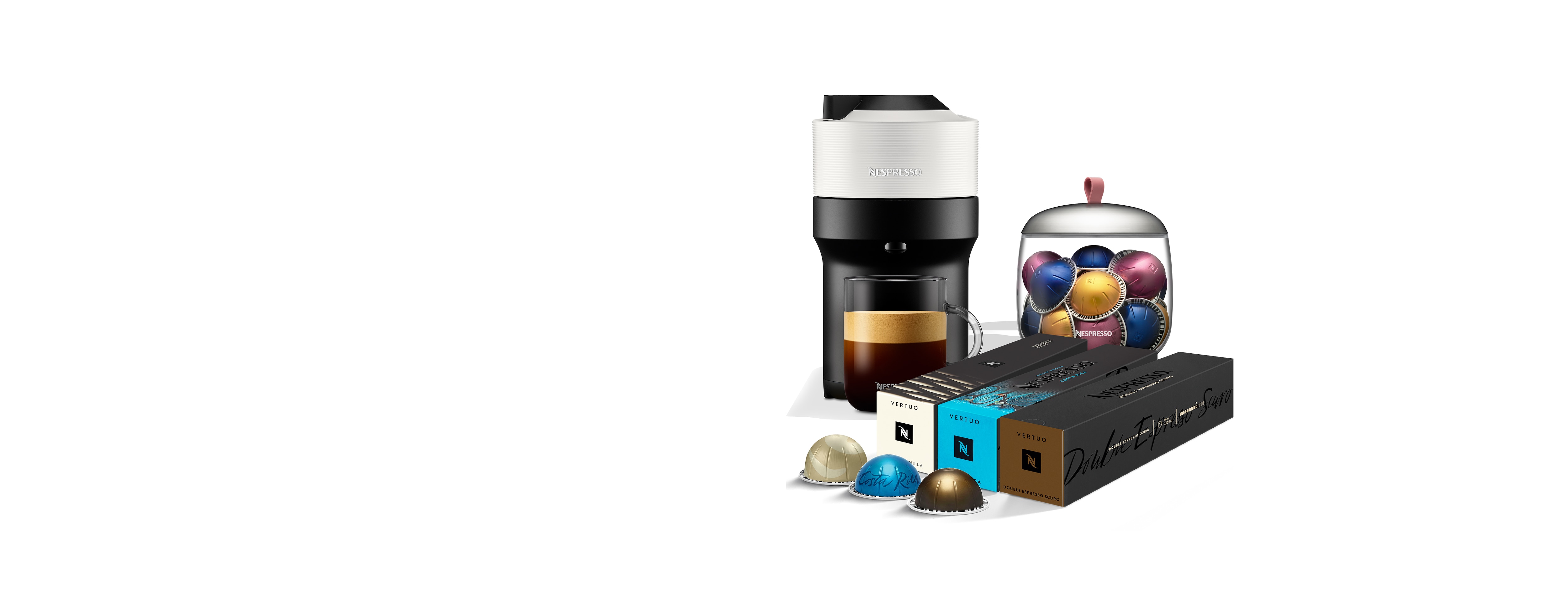Pachet Vertuo Pop Alb, Cafea & Suport Capsule | Nespresso™ România