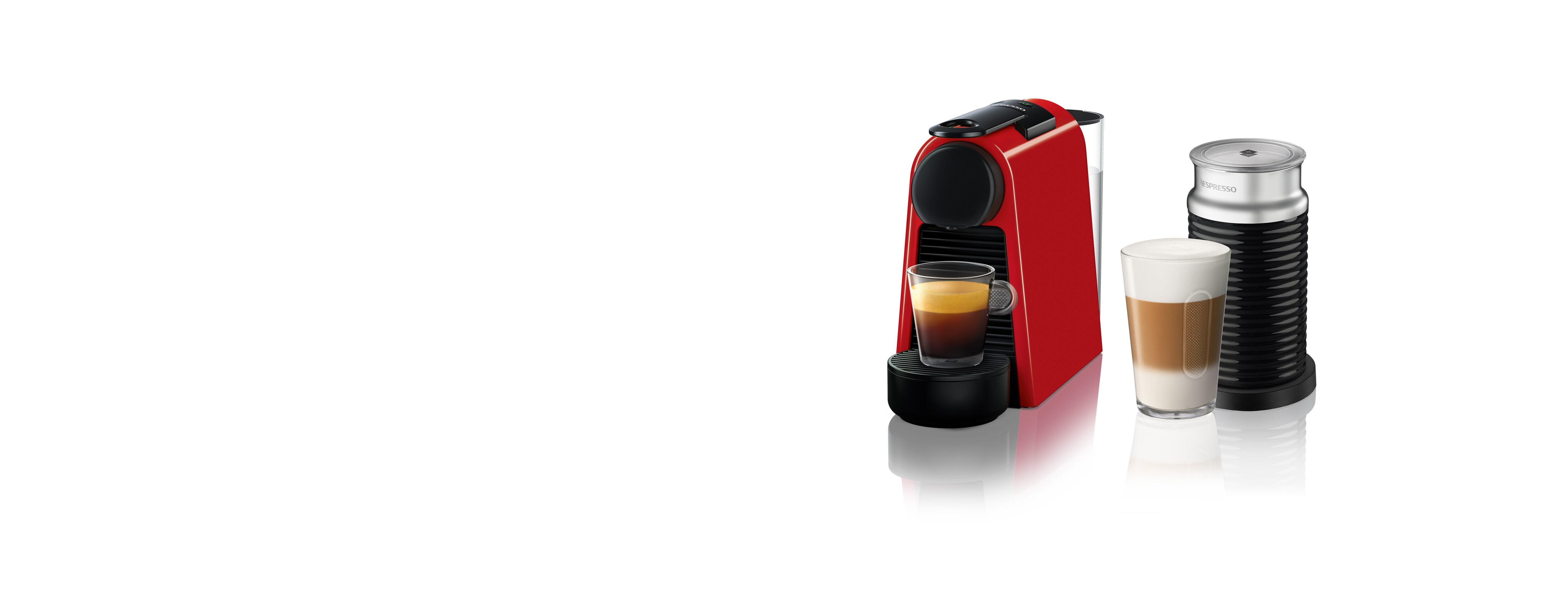 Essenza Mini Red & Aeroccino Milk Frother - Coffee Machines Essenza Mini Red & Aeroccino Milk Frother - Coffee Machines