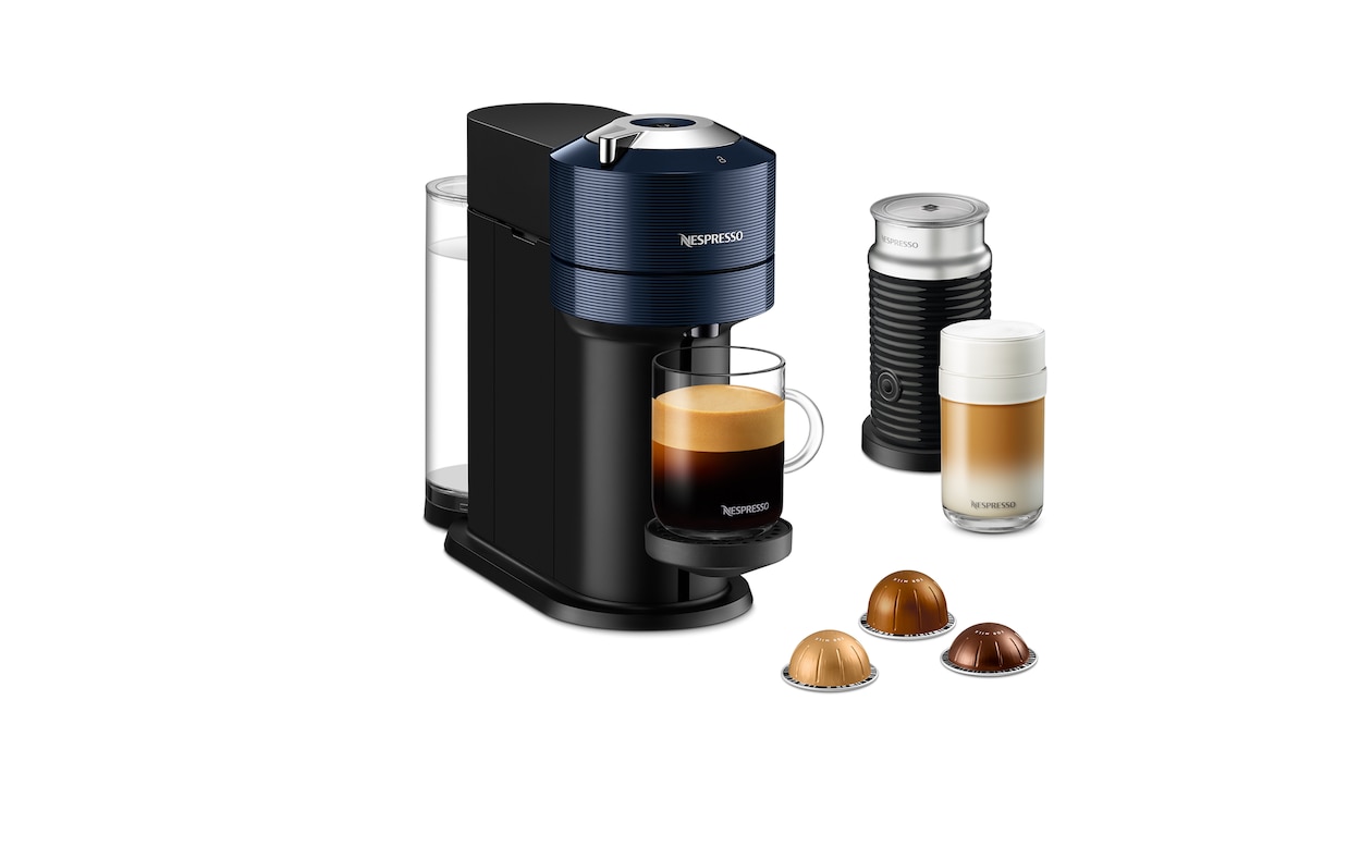Vertuo Next Navy Blue Milk Frother Bundle Vertuo Coffee