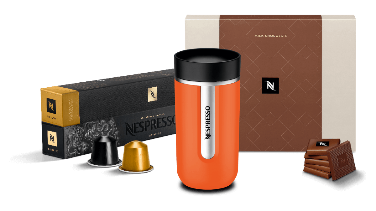 20 Cafés + Chocolate + Caneca Laranja - Original | Nespresso Brasil