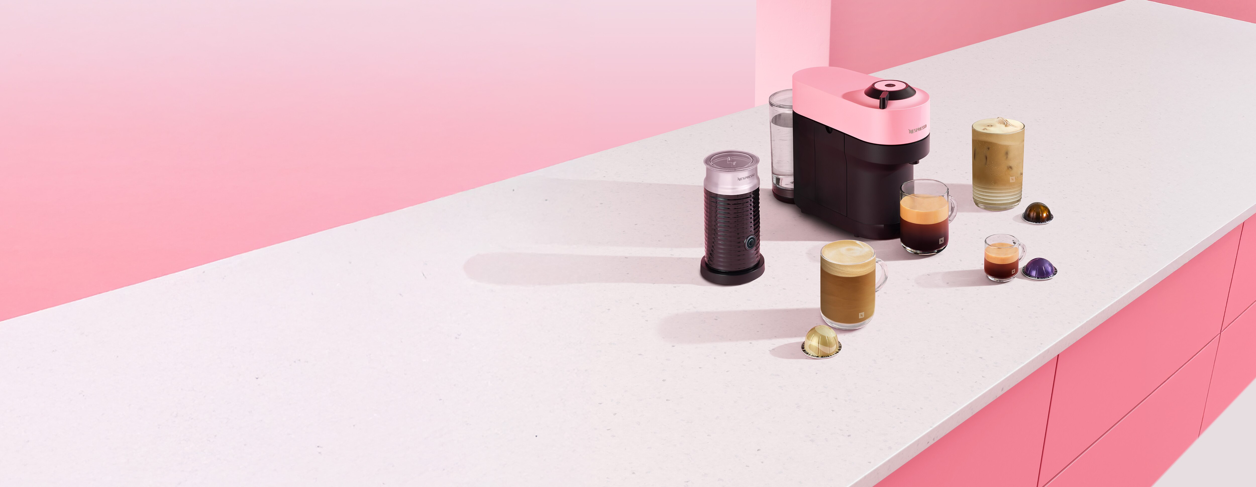 Vertuo Pop Candy Pink and Aeroccino 3 - Nespresso Australia