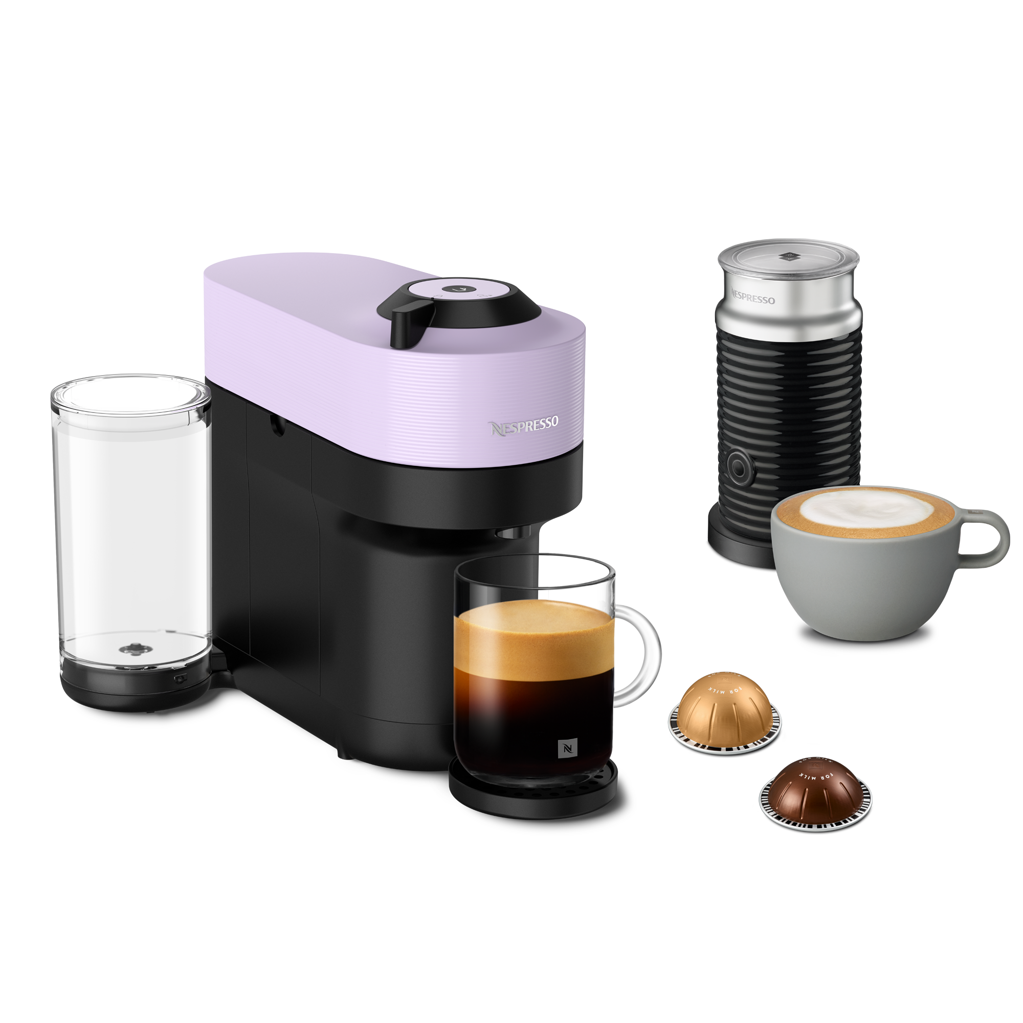 Vertuo Pop+ Lilac & Milk Frother Bundle | Vertuo Coffee Machine