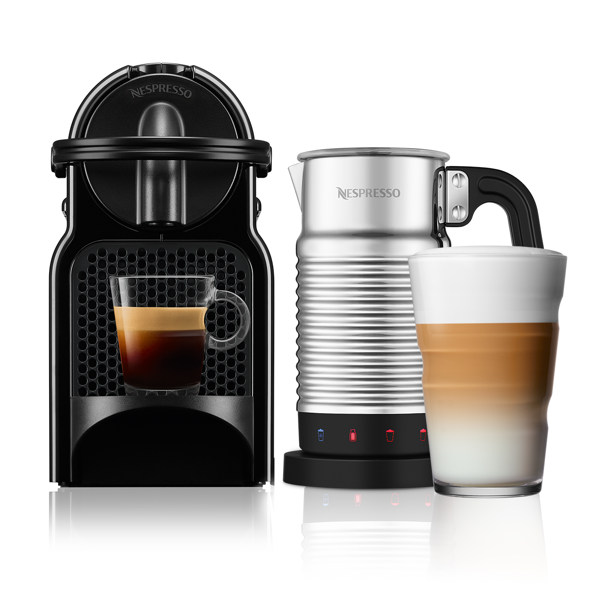 Inissia Black Coffee Machine & Aeroccino4 Milk Frother