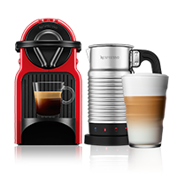 Inissia Red Coffee Machine & Aeroccino4 Milk Frother