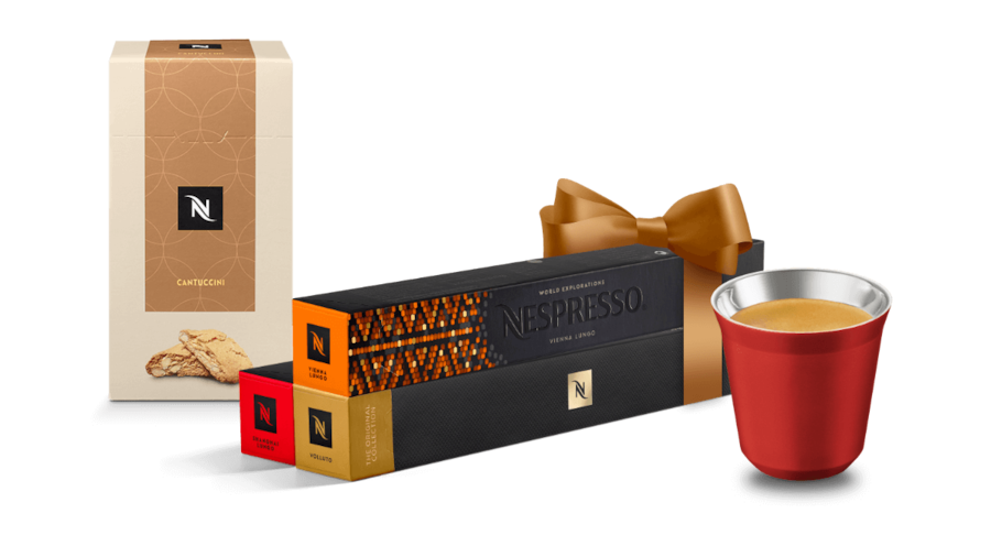 Kit Presente Nespresso: 30 Cápsulas + Xícara vermelha + Cantuccini