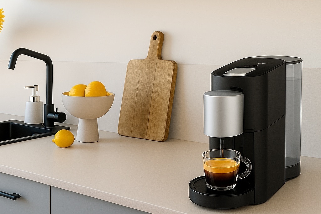 มุมกาแฟในบ้านข้างอ่างล้างมือ