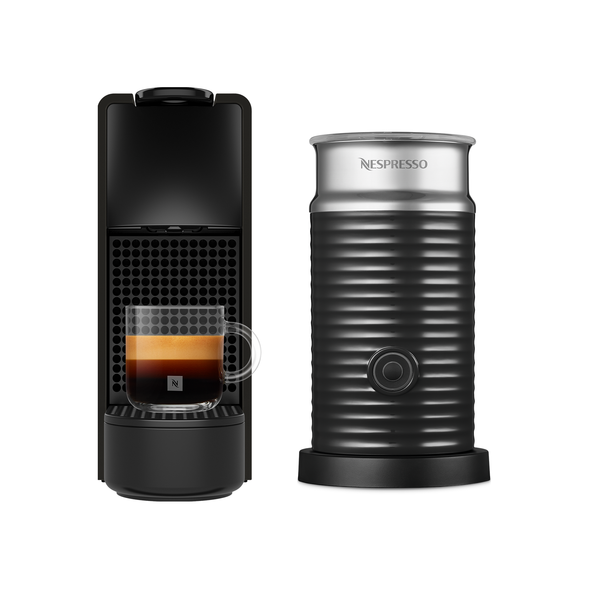 Кофемашина Nespresso Essenza Mini матовая антрацитово-чёрная и Aeroccino 3