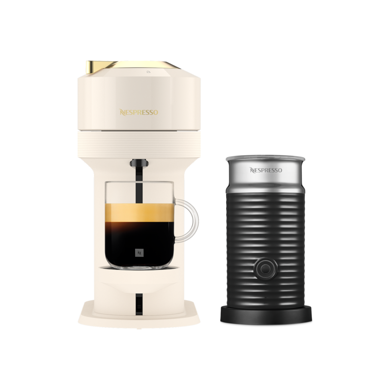 Vertuo Next Full White & Gold Aeroccino Bundle | Vertuo Coffee