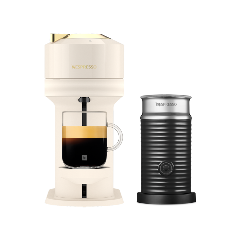 Vertuo Next Full White & Gold Aeroccino Bundle | Vertuo Coffee