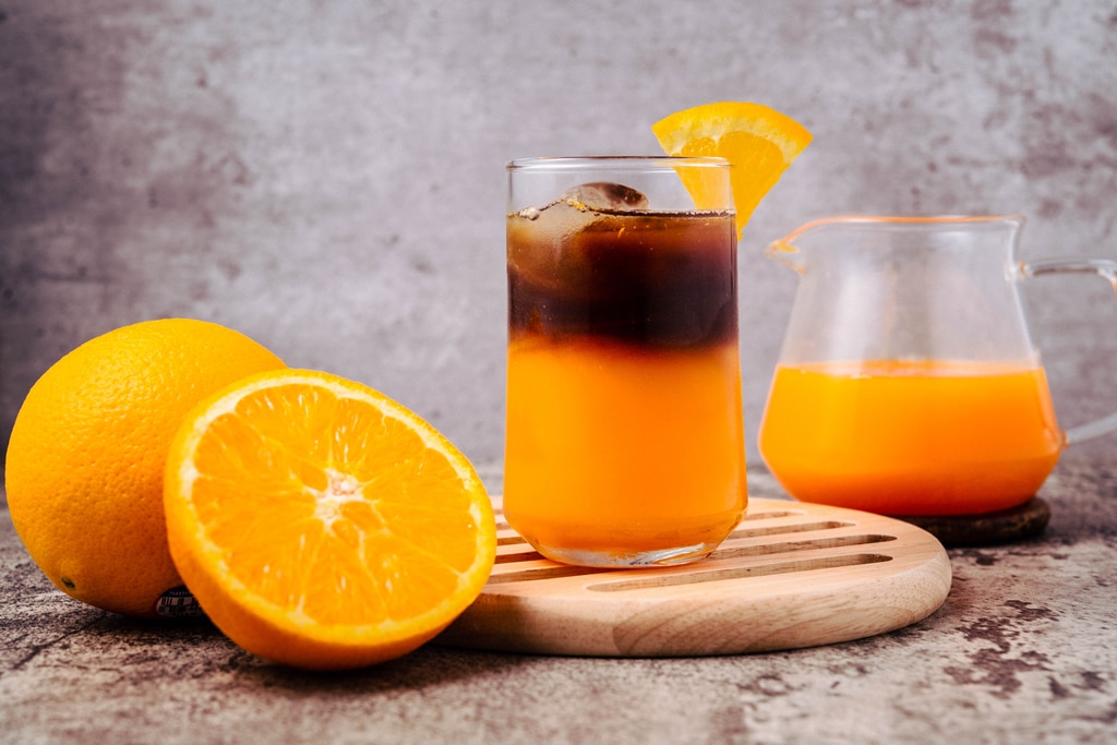 กาแฟส้มจากน้ำส้มกล่อง